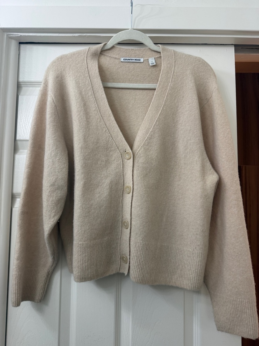Country Road Soft Cream Button Front Cardigan